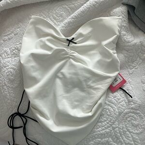 Edikted White top with black bow, open back tie